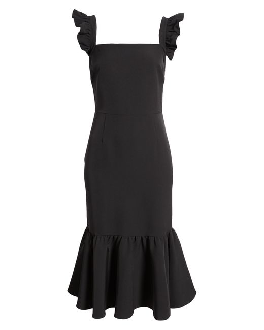 Chelsea28 Black Ruffle Sleeve Midi Dress