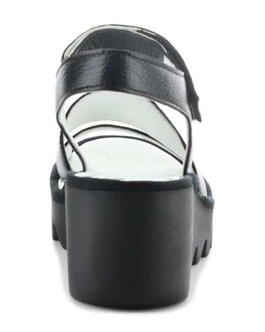 Fly London Black Bexy Platform Wedge Sandal