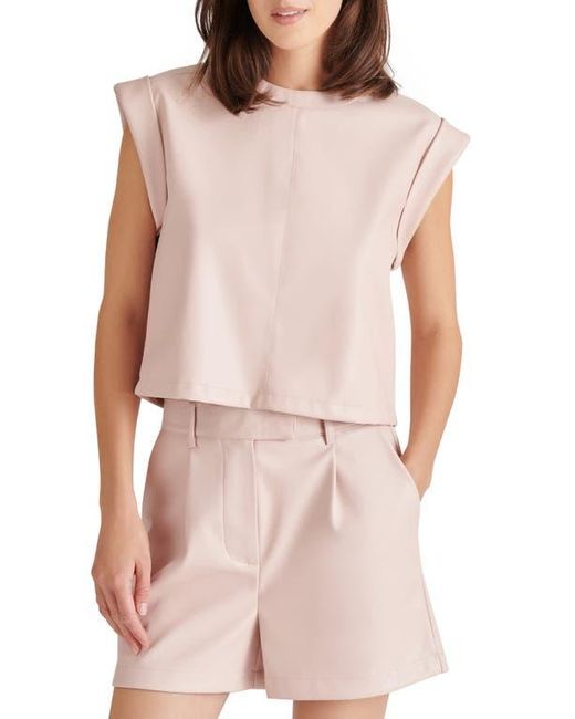 Steve Madden Pink Cat Cap Sleeve Faux Leather Top