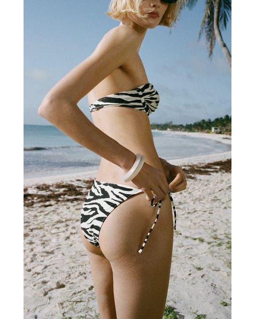 Mango Black Zebra Tie Side Bikini Bottoms
