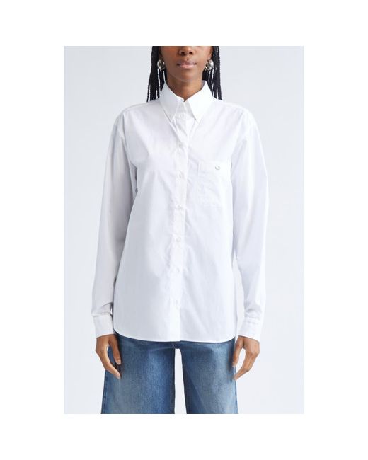 Coperni White Boyfriend Logo Cotton Button-Down Shirt