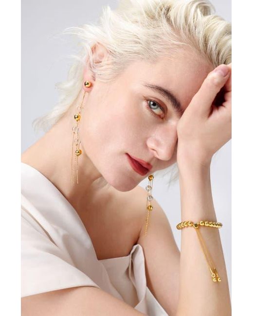 Classicharms Metallic Frostlily Clear Crystal And Bead Bolo Bracelet