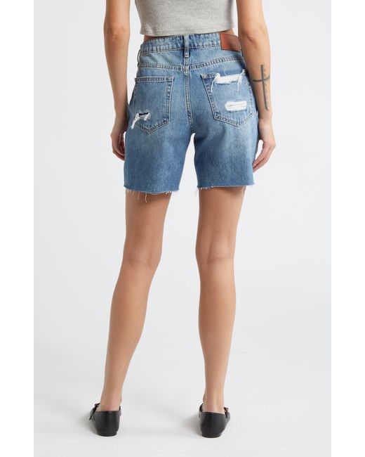 Hidden Jeans Blue High Waist Distressed Cutoff Denim Bermuda Shorts