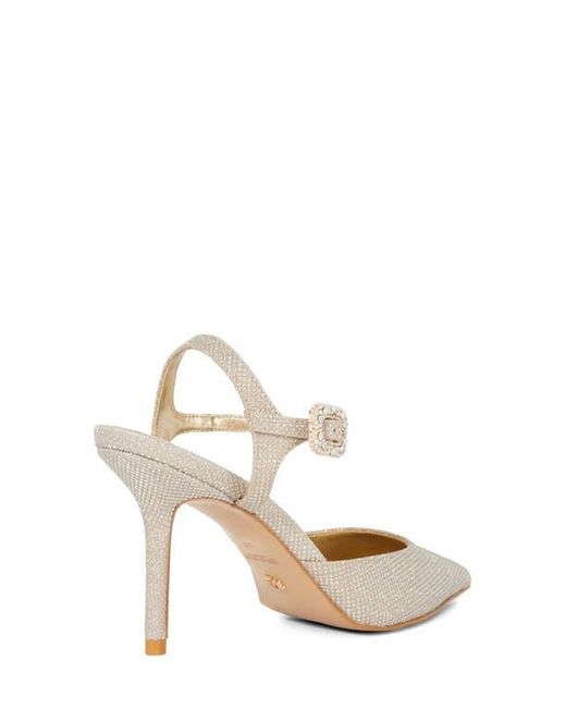 Dune White Channel Ankle Strap Pointed Toe Pump