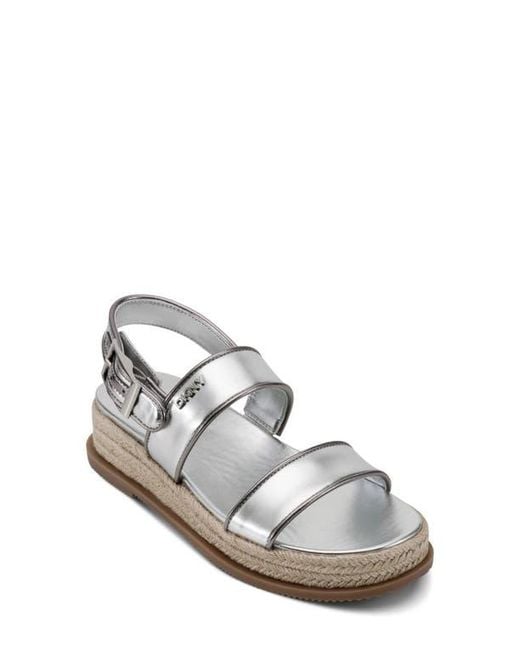 DKNY White Bernae Slingback Platform Espadrille
