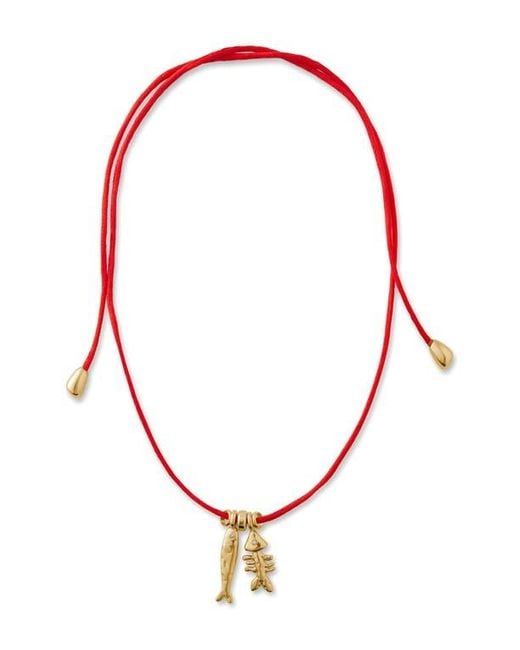 Eliou Red Sardine & Fishbone Necklace