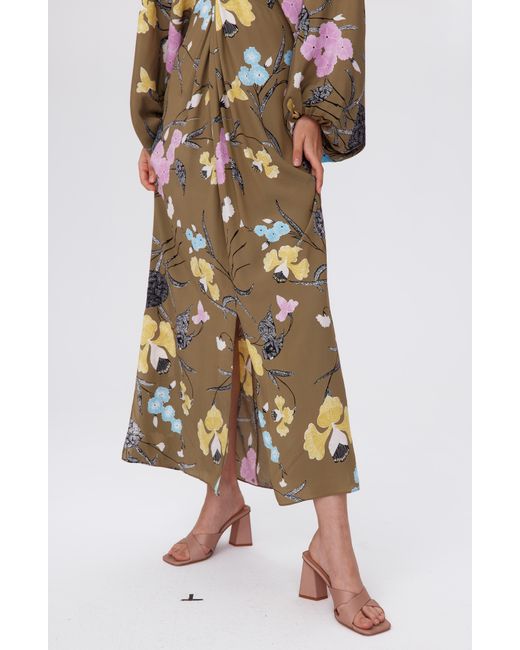 Diane von Furstenberg Multicolor Kason Floral Print Long Sleeve Dress