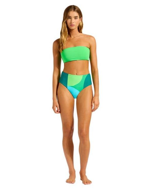 Seafolly Blue Reversible Strapless Tube Bikini Top