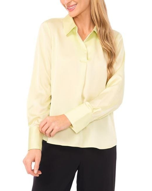 Halogen® Natural Collared Charmeuse Popover Top