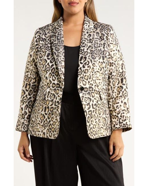 Tahari White Leopard Metallic Blazer