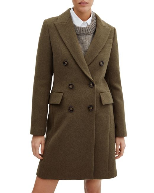 Mango Brown Double Breasted Longline Coat