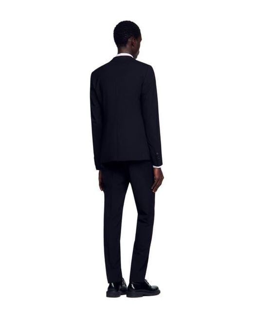 Sandro Blue Virgin Wool Suit Jacket for men