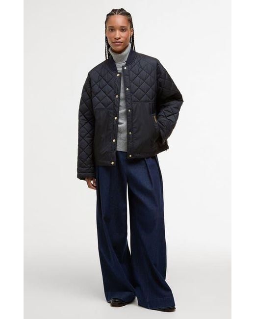 Barbour Black Wetherby Diamond Quilted Bomber Jacket