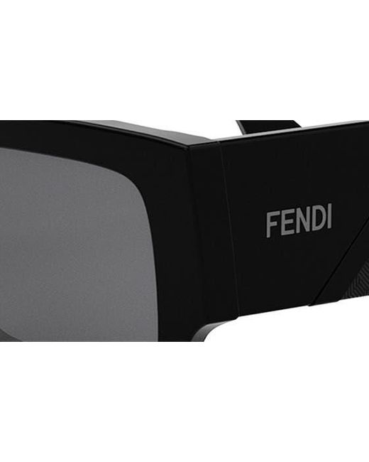 Fendi Black The Diagonal 51mm Rectangular Sunglasses for men
