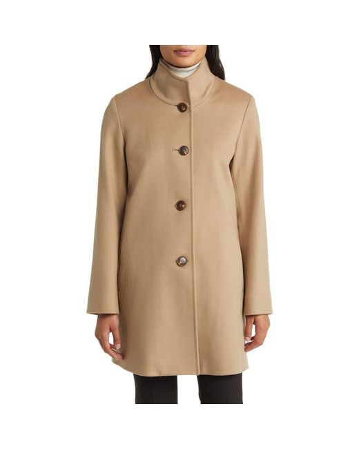Fleurette Natural Dawn Stand Collar Wool Car Coat