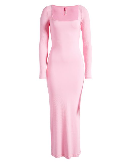 Skims Soft Lounge Long Sleeve Dress in Pink | Lyst