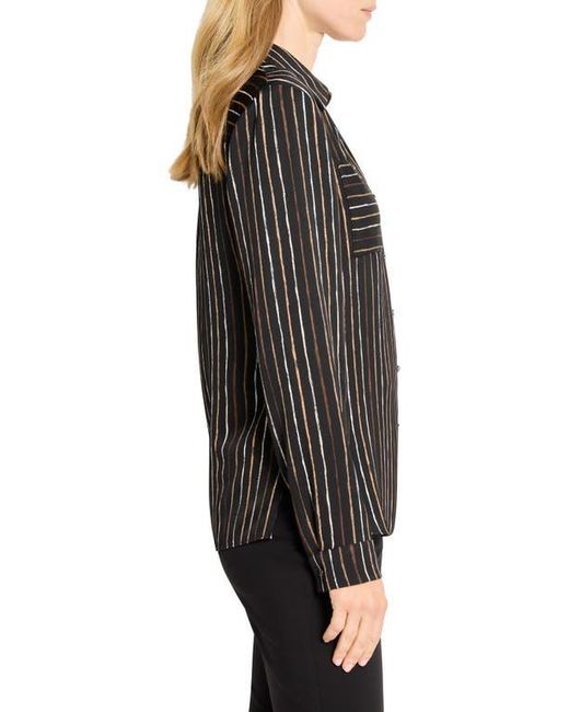 NIC+ZOE Black Painted Stripe Button-Up Shirt
