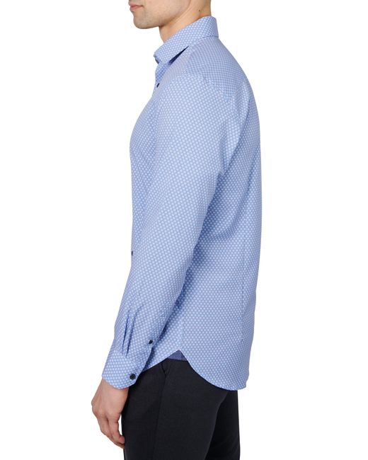 W.r.k. Blue Concentric Slim Fit Geo Print Dress Shirt for men