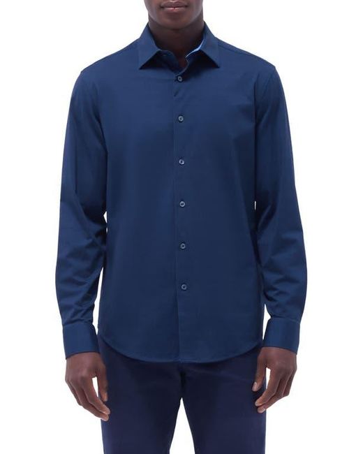 Bugatchi Blue Jimmy Ooohcotton Solid Button-Up Shirt for men