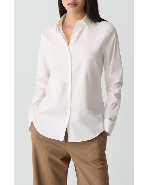 Theory White Classic Fitted Button-Up Shirt