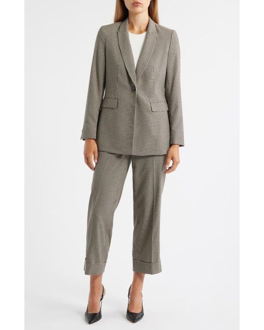Anne Klein Gray Herringbone One-Button Blazer