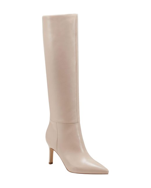 Marc Fisher White Georgiey Pointed Toe Knee High Boot
