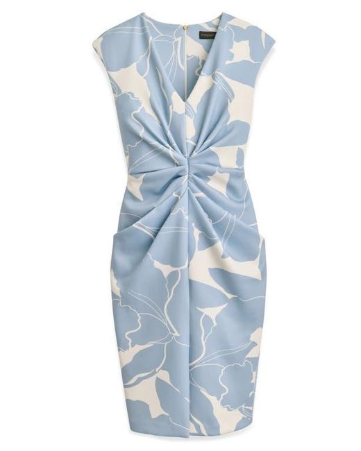 Donna Karan Center Ruched Floral Dress in Blue | Lyst