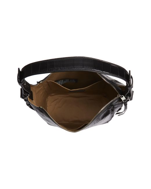 AllSaints Kita Croc Embossed Leather Shoulder/crossbody Bag in Black Lyst