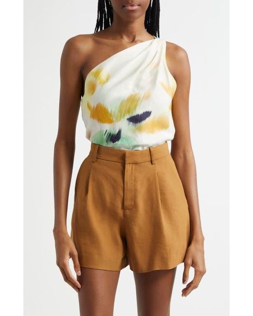 A.L.C. Multicolor Aster Abstract Print One-Shoulder Top