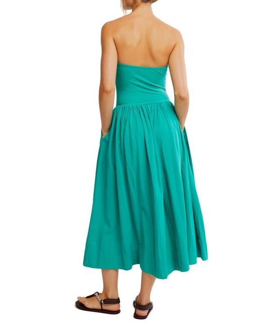 Free People Green Onda Strapless Midi Dress