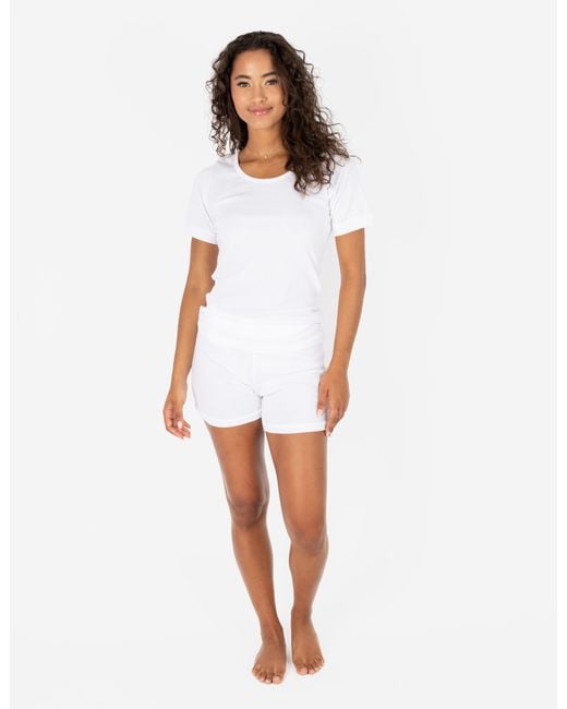 Leveret White Short Cotton Solid Pajama Set