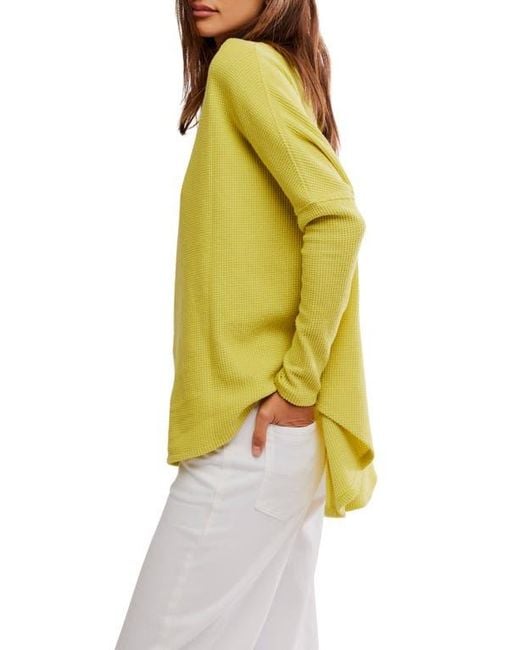Free People Yellow Latte Oversize Thermal Top