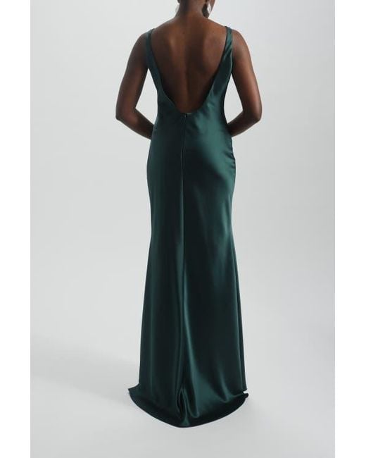 Amsale Multicolor Bias Cut Cowl Neck Dress