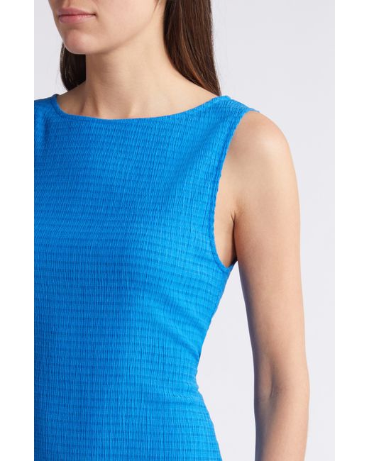 French Connection Blue Rachael Textured Sleeveless Sheath Dress