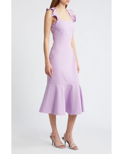 Likely Purple Hara Ruffle Strap Midi Dress