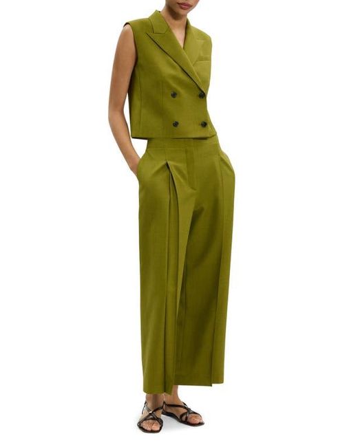 Theory Green Double Breasted Crop Vest