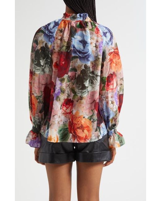 Alice + Olivia Multicolor Norah Ruffle Cotton & Silk Peasant Top