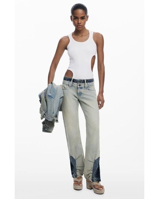 Desigual Gray Double Waist Two-Tone Jeans