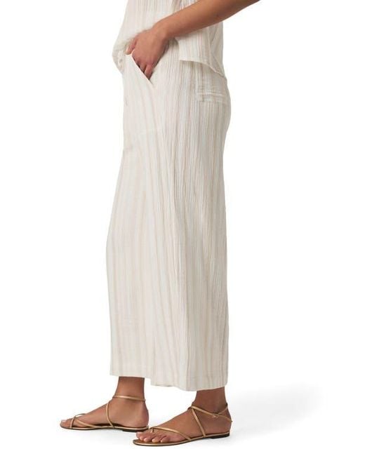 Splendid Natural Kit Stripe Cotton Gauze Crop Wide Leg Pants
