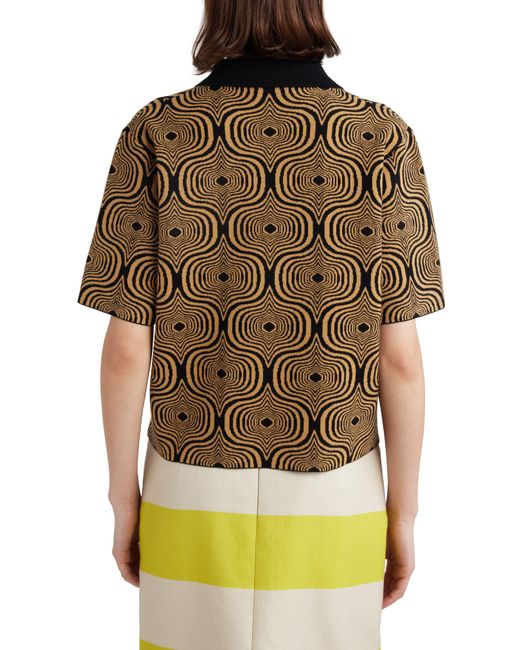 Dries Van Noten Yellow Abstract Jacquard Polo Sweater
