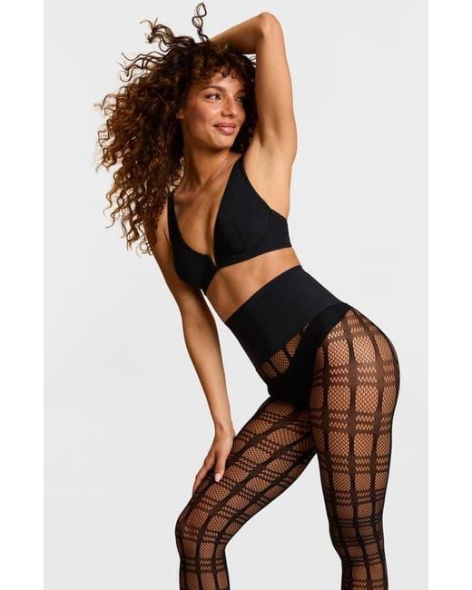 Commando Black Plaid Fishnet Tights