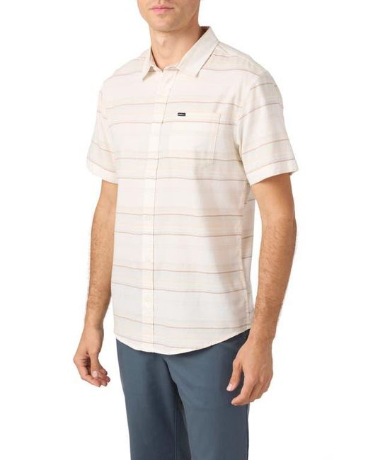 O'neill Sportswear White Seafaring Stripe Stretch Short Sleeve Button-Up Shirt for men