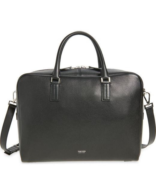 Tom Ford Black Padlock Grained Leather Briefcase for men