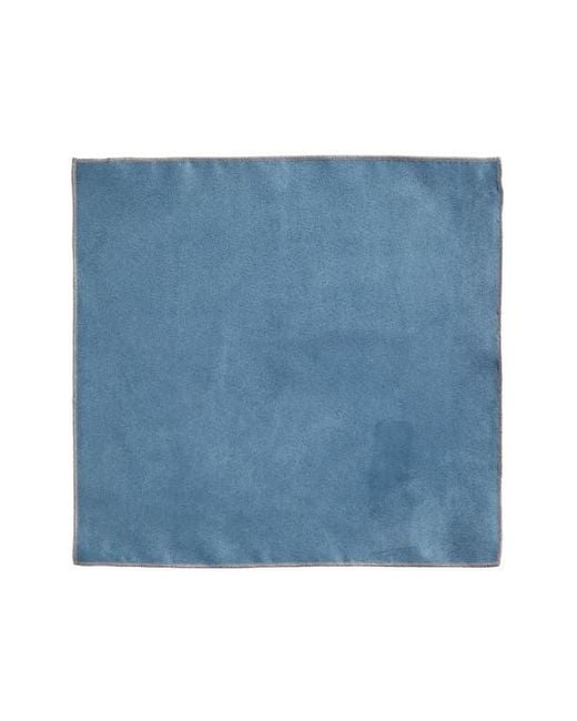 CLIFTON WILSON Blue Solid Cotton Pocket Square for men