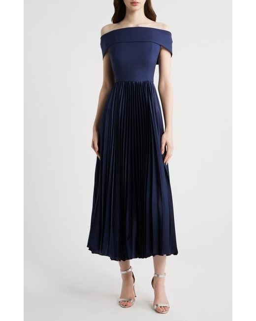 formal dresses stockton Hutch Off The Shoulder Maxi Dress in Blue WSZYSTKIE PRODUKTY