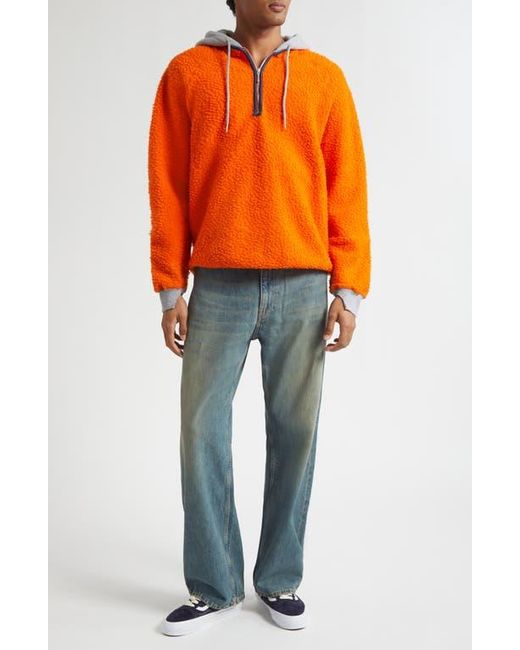 Stockholm Surfboard Club Orange Farm Colorblock Wool Blend Quarter Zip Hoodie for men