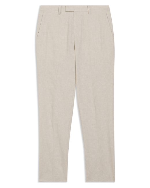 Ted Baker Natural Damasks Slim Fit Flat Front Linen & Cotton Chinos for men