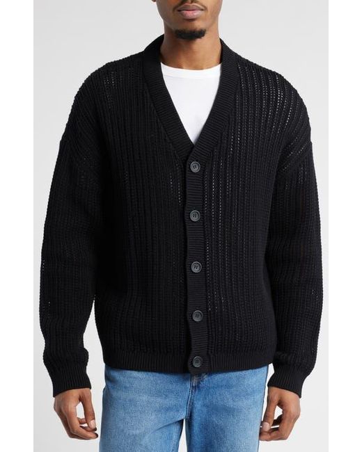 BP. Black Open Stitch Cardigan for men