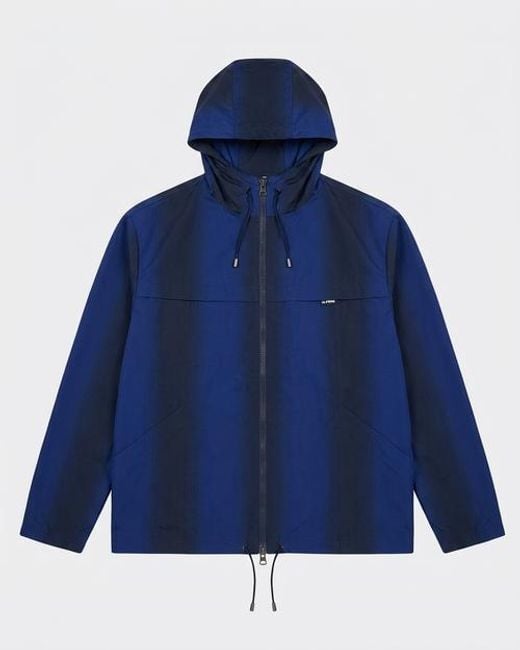 le PERE Blue Hooded Zip Jacket for men