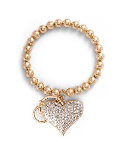 Jessica Simpson Metallic Heart Charm Stretch Keychain Bracelet
